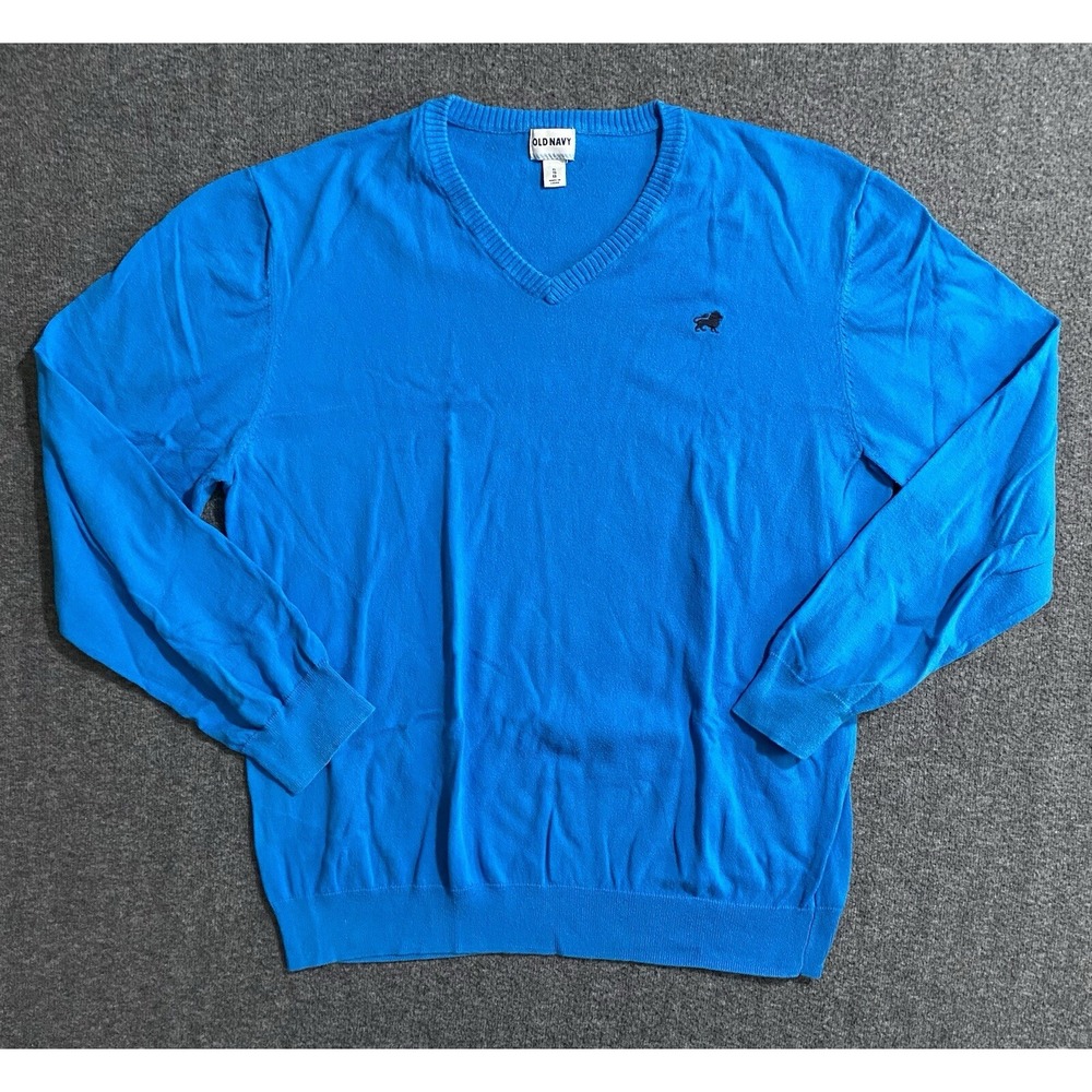 Old Navy Mens Blue V-Neck Sweater 100% Cotton Size XL